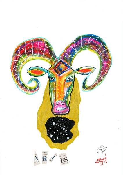 Aries - The Ram Original Art Print