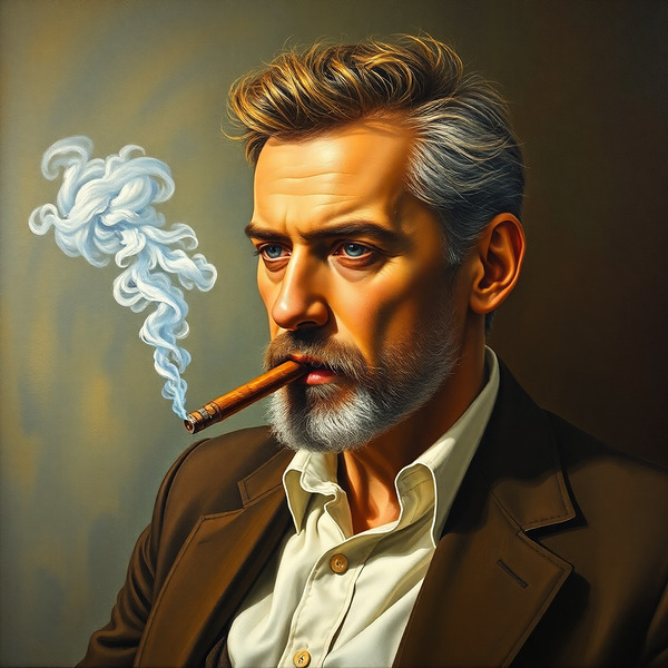 mia mornar art painting of men with a cigar simil Print