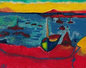 Collioure Vibes -  24x30cm acrylic painting on canvas by Lana Evanova
