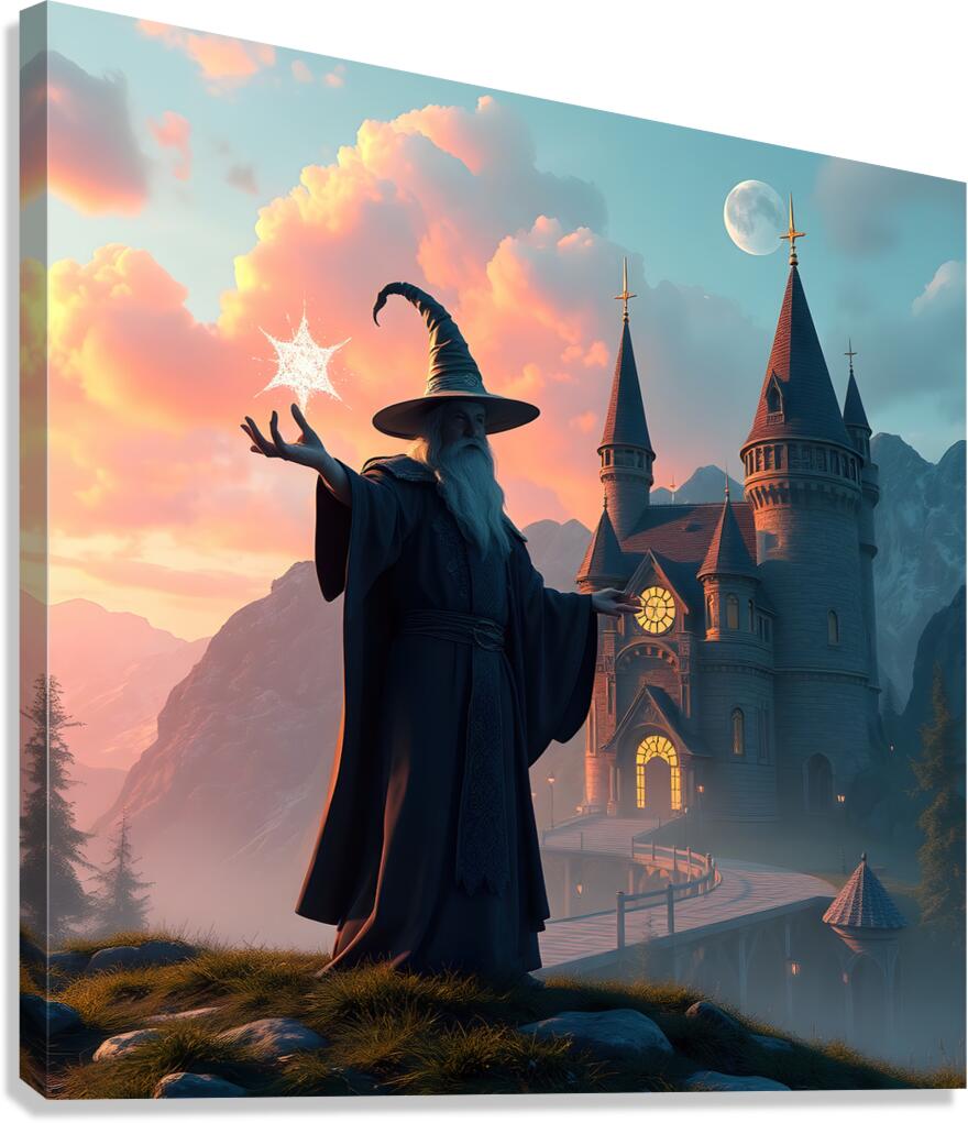 Wizard Casting Spell Canvas Print