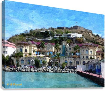 Island Town View Canvas Print