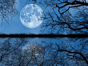 Eerie Moon Over Water