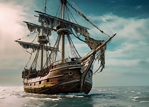 Ghostly Galleon at Dawn