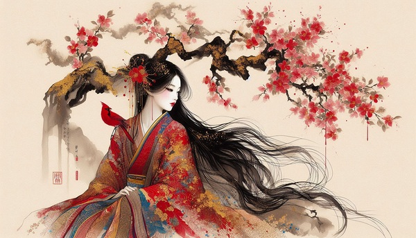 Ethereal Beauty Under the Cherry Blossoms Print