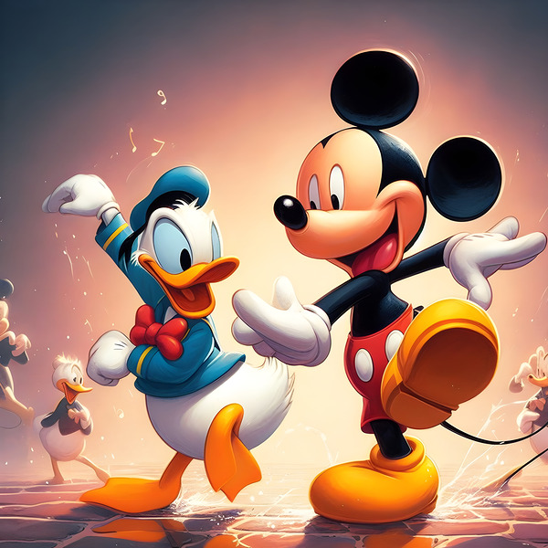 Mickey and Donalds Dance Party Print