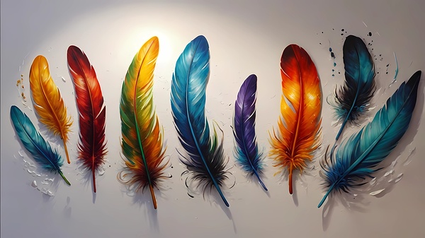 Vibrant Feather Symphony Print