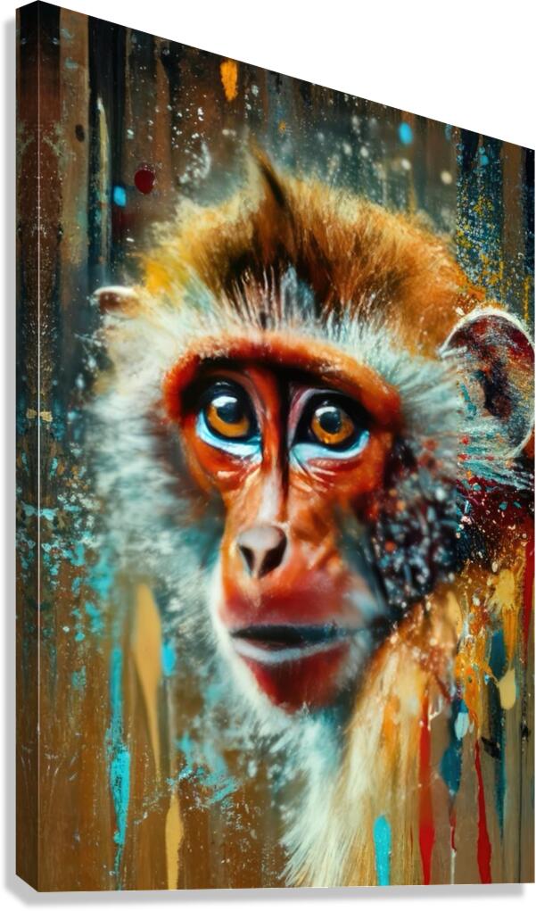 Oil Paint Animals Monkey: Oil Painting with a monkey Canvas Print