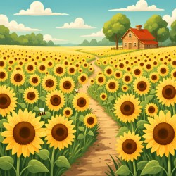 Sunflower Fields and Cottage