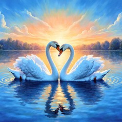 Romantic Swans at Sunset – Love on the Lake