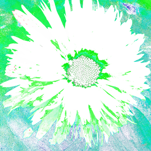 Distressed Green and White Daisy on an Abstract Background