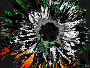 Darkly Abstract Green and Black Colour Daisy Flower