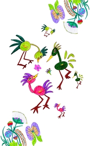 Abstract Doodle Cute Birds