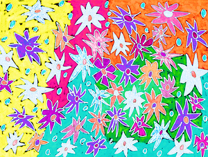 Abstract Vibrant Floral Collage