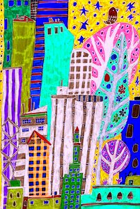 Abstract Starlight Cityscape 