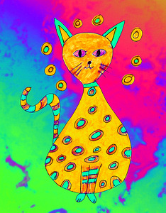 Abstract Psychedelic Cosmic Cat