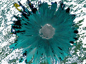 Abstract Teal Daisy Flower