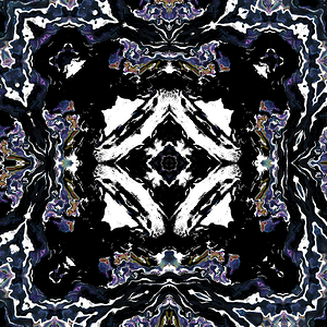 Abstract Black White Purple Kaleidoscope Flow