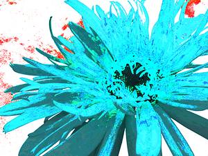 Abstract Large Aqua Daisy Flower Too