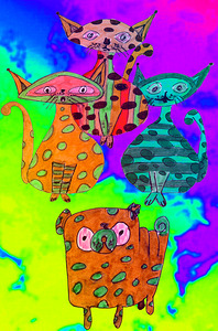 Abstract Cosmic Cats and Dog
