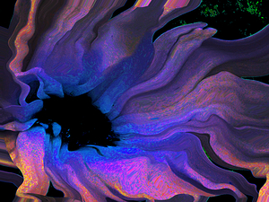 Abstract Flowing Daisy in Purples and Blues