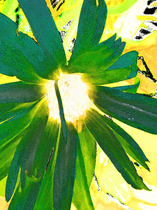 Abstract Green Daisy Flower