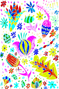 Abstract Decorative Whimsical Flowers