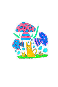 Abstract Whimsical Mushroom Dreams 