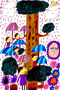 Abstract Doodle Art Let It Rain 