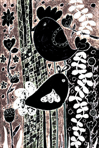 Abstract Floral Birds