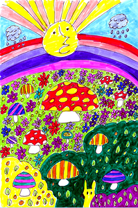 Abstract Doodle Art Sunshine and Showers