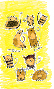 Abstract Doodle Cats