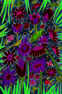 Abstract Neon Floral Dance