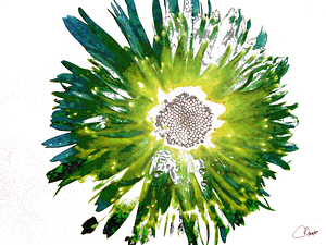 Abstract Green and Blue Daisy