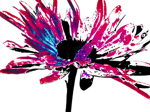 Abstract Neon Daisy Flower on a Pale Abstract Background