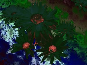 Abstract  Green Daises