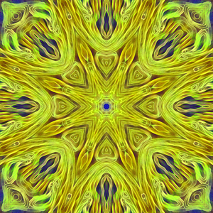 Abstract Symmetry Kaleidoscope in Green and Blue