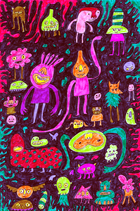Abstract Darker Doodle Creatures