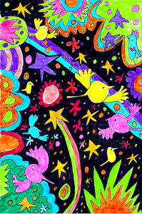 Abstract Doodle Art Cosmic Design