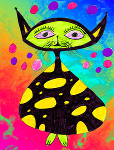 Abstract Quirky Cosmic Cat