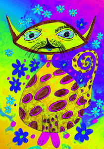 Abstract Colourful Cosmic Cat
