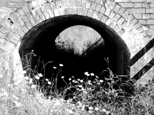  Stone Arch Tunnel in Black and White