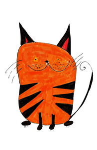 Abstract Smiling Striped Cat