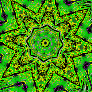 Abstract Green and Yellow Kaleidoscope Star 