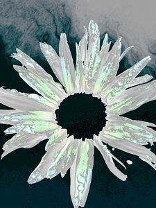 Abstract Vibrant Translucent Green Daisy Flower 