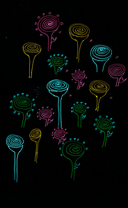 Abstract Neon Spiral Flowers