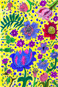 Abstract Vibrant Flower Garden