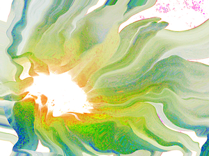  Abstract Green and Yellow Flowing Daisy Flower