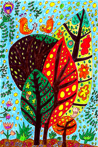 Abstract Colourful Doodle Nature