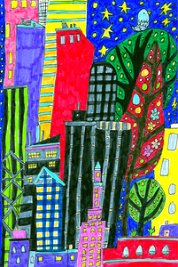 Abstract Doodle Art City