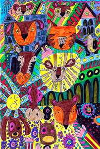 Abstract Doodle Art Animals